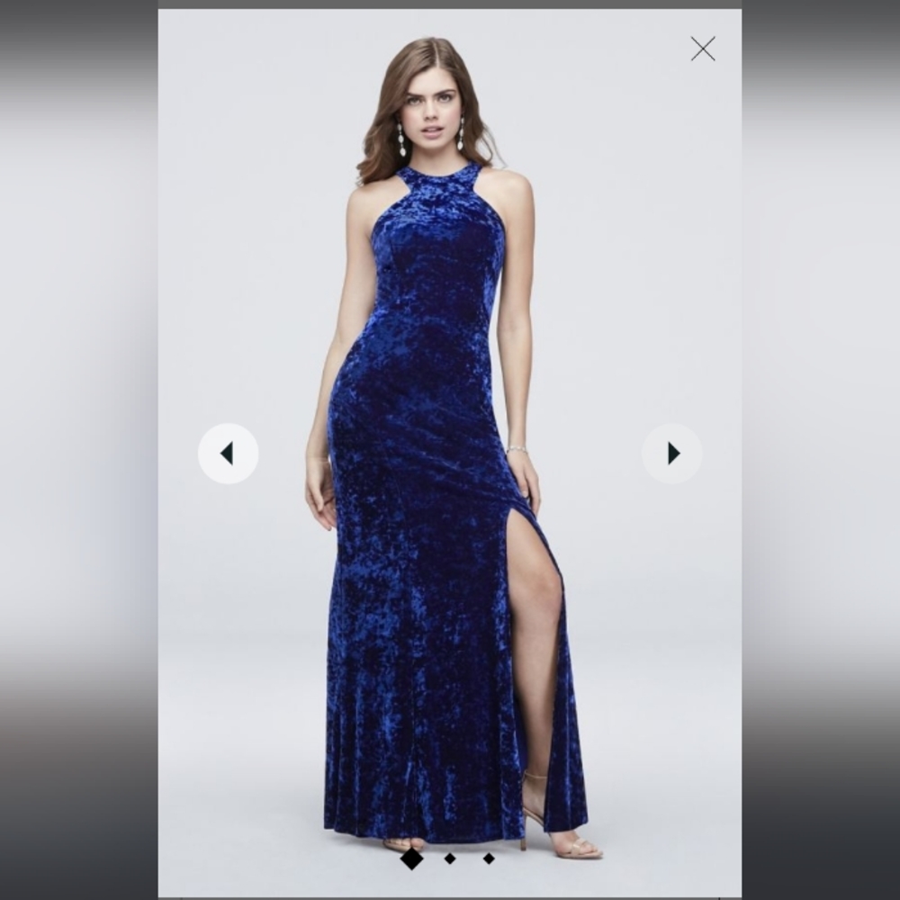 Blue velvet long dress (ONLY WORN ONCE)